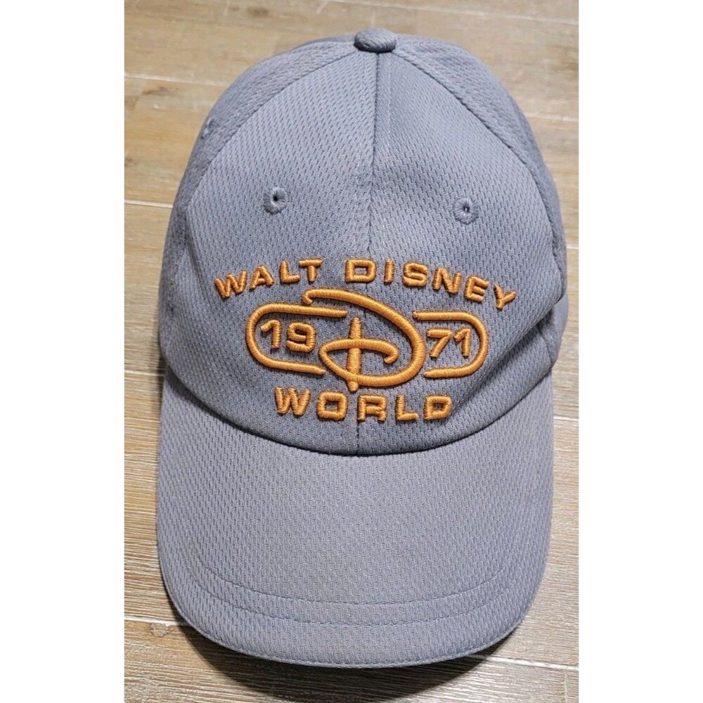 Disney Parks Gray Hat Walt Disney World 1971 Baseball Cap Adjustable Orange Logo